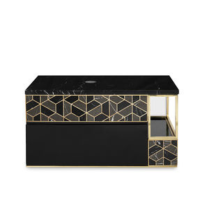 mobile da bagno moderno / in legno laccato / in ottone lucidato / da parete