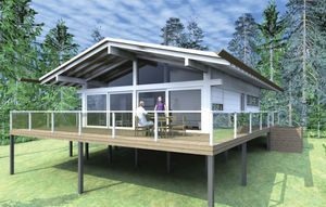 casa prefabbricata / moderna / con struttura in legno / in vetro