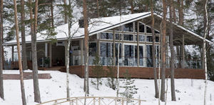 casa prefabbricata / moderna / con struttura in legno / in vetro