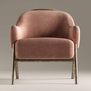 poltrona moderna / in velluto / in ottone / rosa