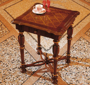 tavolino classico / in legno / quadrato / con cassetti