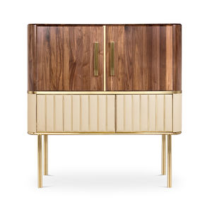 mobile bar moderno / in noce / in ottone lucidato / in pelle