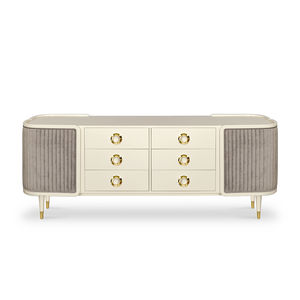 credenza moderna / in noce / in ottone lucidato / in alluminio laccato