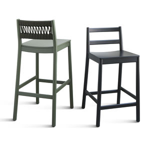 sedia alta design scandinavo / imbottita / in tessuto / in legno