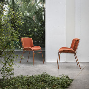 sedia da pranzo design originale / imbottita / in velluto / in pelle