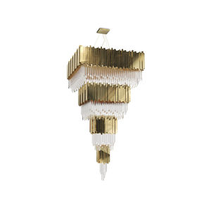 lampadario moderno / in cristallo / in ottone placcato oro / alogeno