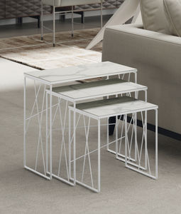 tavolino estraibile moderno / impiallacciato in legno / in MDF laccato / in ceramica