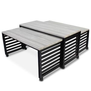 tavolo moderno / in legno massiccio / in acciaio inossidabile / in laminato