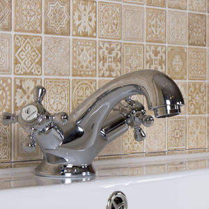 miscelatore doppio comando per lavabo / da appoggio / in ottone cromato / da bagno