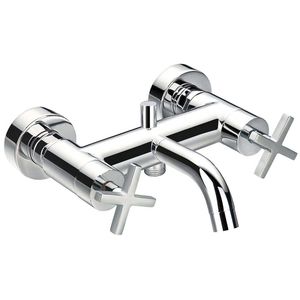 miscelatore doppio comando per doccia / per vasca / da parete / in ottone cromato