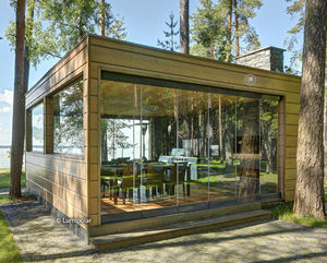 edificio prefabbricato / in legno lamellare / struttura in legno / contract