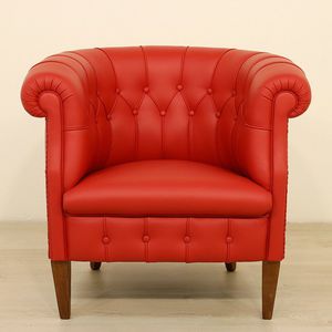 poltrona chesterfield / in tessuto / in pelle / in legno