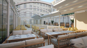 pergola autoportante / in alluminio / con copertura scorrevole in tela PVC / retrattile
