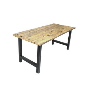 tavolo moderno / in quercia / con supporto in metallo / rettangolare