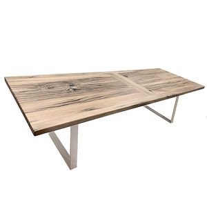 tavolo moderno / in quercia / con supporto in metallo / rettangolare