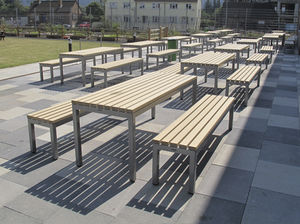 tavolo da picnic moderno / in iroko / in acciaio / in acciaio galvanizzato
