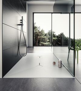piatto doccia rettangolare / sopraelevato / in Solid Surface / antiscivolo