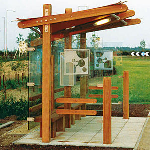 pensilina per fermata d'autobus in legno 1