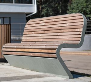 panca pubblica / moderna / in legno / in acciaio galvanizzato