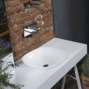 lavandino da appoggio / quadrato / in ceramica