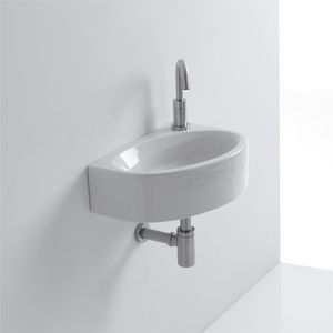 lavandino sospeso / semitondo / in ceramica / contract