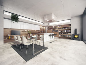 cucina moderna / impiallacciata in legno / in legno massiccio / in MDF