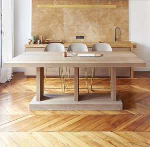 tavolo da pranzo moderno / in quercia / con supporto in quercia / rettangolare