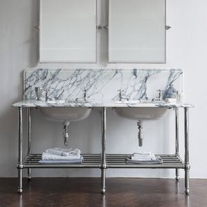 lavabo doppio / da terra / rettangolare / in marmo