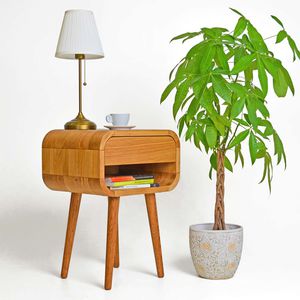 comodino Art Deco / in quercia / con supporto in quercia / rettangolare