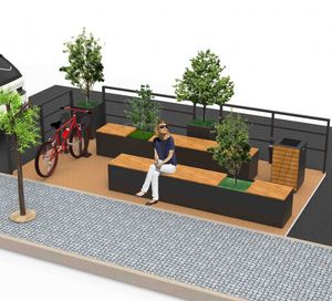 parklet con fioriera integrata