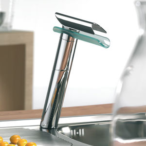 miscelatore in metallo cromato / da cucina / 1 foro / a becco orientabile