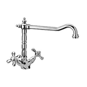 miscelatore doppio comando da appoggio / in metallo cromato / da cucina / 1 foro