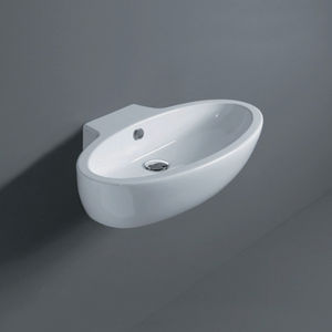 lavabo sospeso / ovale / in ceramica / moderno