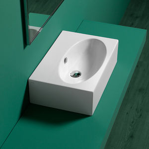 lavabo da appoggio / rettangolare / in ceramica / moderno