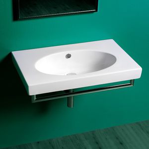 lavabo sospeso / rettangolare / in ceramica / moderno