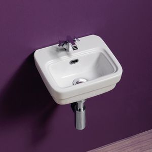 lavandino sospeso / rettangolare / in ceramica / contract