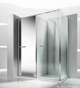 box doccia in vetro / d'angolo / con porta pivotante