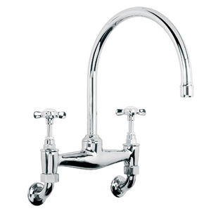 miscelatore doppio comando da parete / in nichel / in oro / da cucina