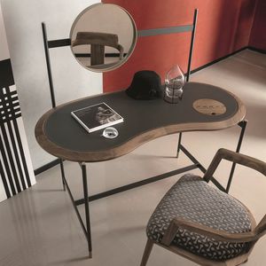 scrivania in legno massiccio / in pelle / moderna / con vano contenitore