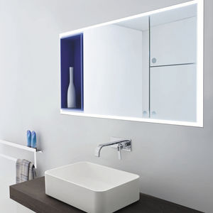 specchio da bagno a muro / con ripiano / moderno / rettangolare