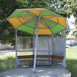 pensilina per fermata d'autobus in legno