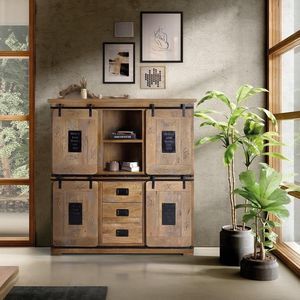 credenza con alzata in stile industriale