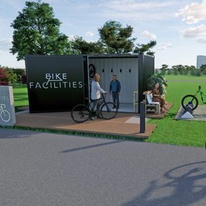 pensilina per biciclette con pannelli solari