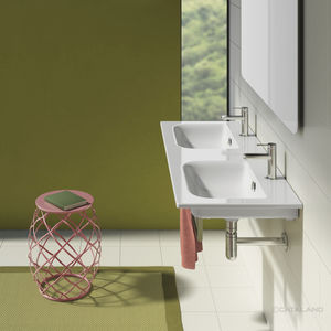 lavabo doppio / sospeso / rettangolare / in ceramica