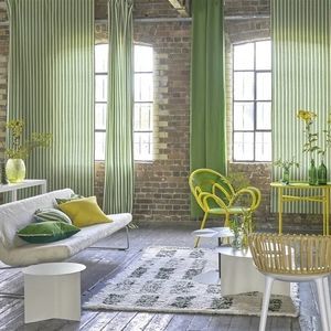Federa Cuscino Designers Guild In Percalle Di Cotone, Motivo Guerbois Damascato Giallo E Verde, 60x60 Cm