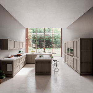 cucina moderna / in quercia / con isola / a L