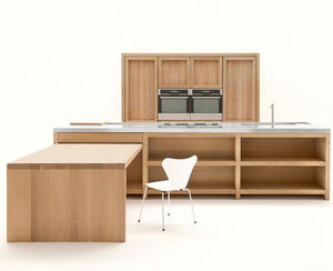 cucina moderna / in quercia / in acciaio inossidabile / con isola