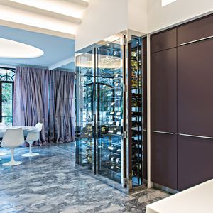cantinetta da incasso / in acciaio inox / vetrata / su misura