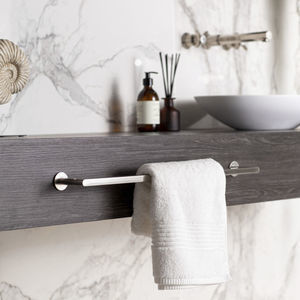 Porta Asciugamani Ad Anello DIVCHI | Cromato Con Base In Legno Di Pino | Per Bagno E Cucina