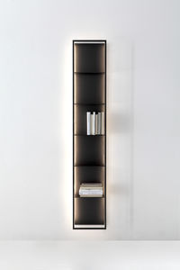 libreria a muro / moderna / in metallo / con illuminazione integrata